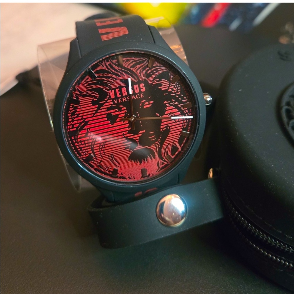 Versus Versace 44mm Domus Quartz Silicone Strap Watch